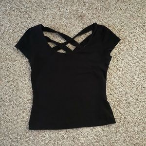 black slightly cropped tshirt